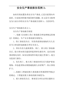 安全生产事故报告范例3：