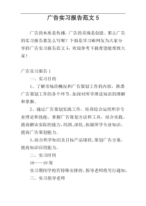 广告实习报告范文5