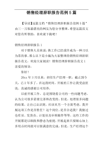 销售经理辞职报告范例5篇