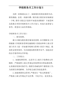 学校财务月工作计划5