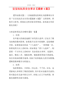 宝宝玩玩具安全常识【最新4篇】