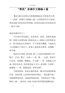 “寒流”来袭作文精编4篇