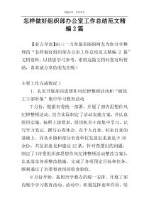 怎样做好组织部办公室工作总结范文精编2篇