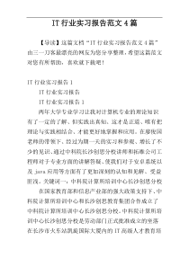 IT行业实习报告范文4篇