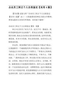 企业员工转正个人自我鉴定【实用4篇】