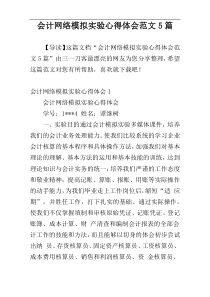 会计网络模拟实验心得体会范文5篇