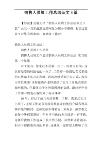 销售人员周工作总结范文3篇