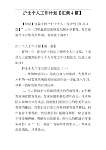 护士个人工作计划【汇集4篇】