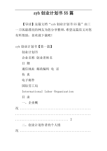 syb创业计划书55篇