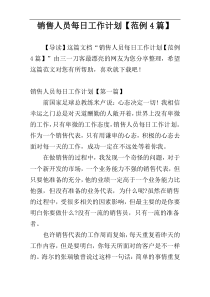 销售人员每日工作计划【范例4篇】