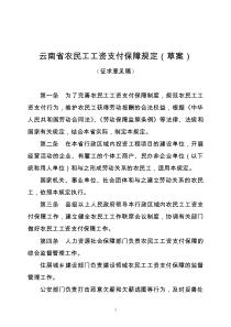 云南省农民工工资支付保障规定(草案)