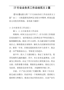 IT行业业务员工作总结范文2篇
