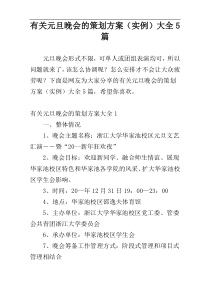 有关元旦晚会的策划方案（实例）大全5篇