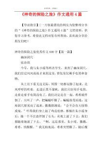 《神奇的探险之旅》作文通用4篇