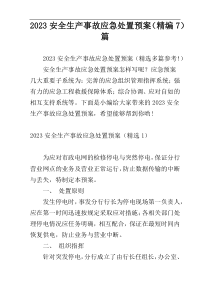 2023安全生产事故应急处置预案（精编7）篇