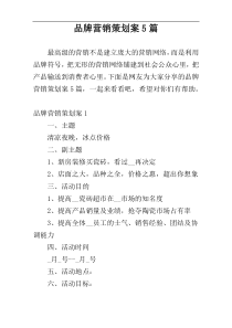品牌营销策划案5篇