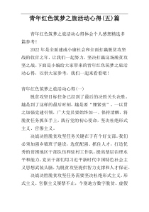 青年红色筑梦之旅活动心得(五)篇