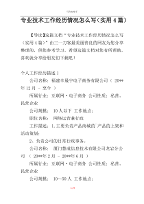 专业技术工作经历情况怎么写（实用4篇）