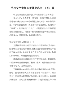 学习安全责任心得体会范文 （五）篇