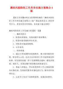 廉政风险防控工作具体实施方案集合4篇
