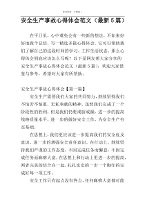 安全生产事故心得体会范文（最新5篇）