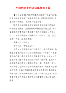 在团代会上的讲话稿精选4篇
