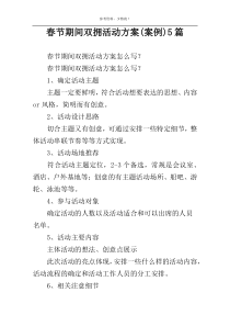 春节期间双拥活动方案(案例)5篇