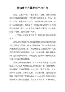推选廉洁自律准则学习心得
