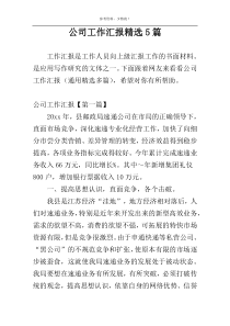 公司工作汇报精选5篇