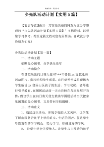 少先队活动计划【实用5篇】