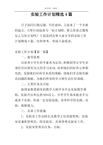 实验工作计划精选4篇