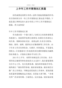 上半年工作开展情况汇报篇