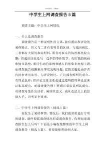 中学生上网调查报告5篇