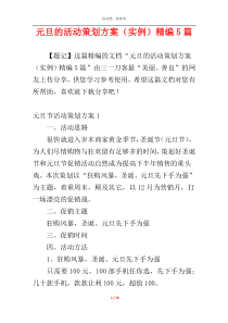 元旦的活动策划方案（实例）精编5篇