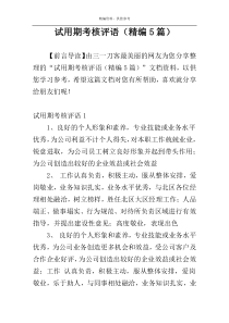 试用期考核评语（精编5篇）