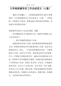 大学高校辅导员工作总结范文（4篇）