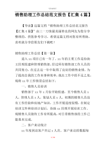 销售助理工作总结范文报告【汇集4篇】