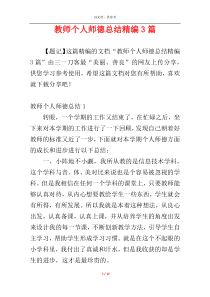 教师个人师德总结精编3篇
