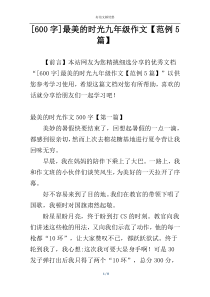 [600字]最美的时光九年级作文【范例5篇】