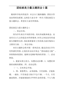 团结就是力量主题班会3篇