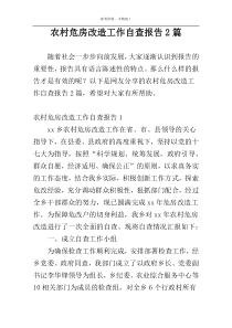 农村危房改造工作自查报告2篇