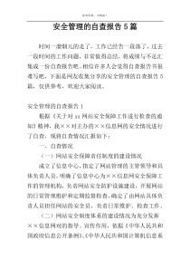 安全管理的自查报告5篇