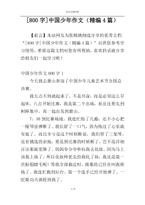 [800字]中国少年作文（精编4篇）