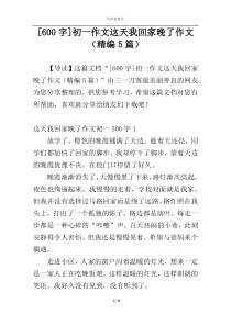 [600字]初一作文这天我回家晚了作文（精编5篇）