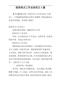 医院亮点工作总结范文4篇