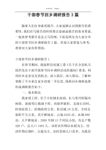 干部春节回乡调研报告3篇