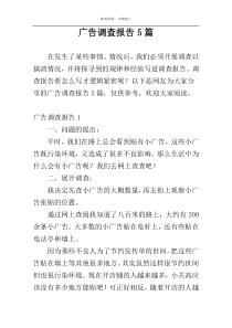 广告调查报告5篇