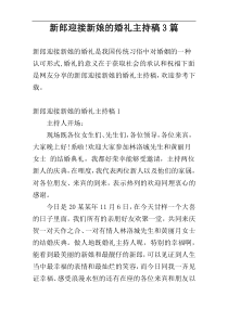 新郎迎接新娘的婚礼主持稿3篇