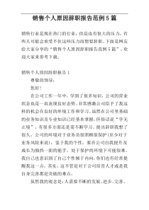 销售个人原因辞职报告范例5篇