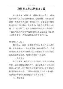 聘用期工作总结范文3篇